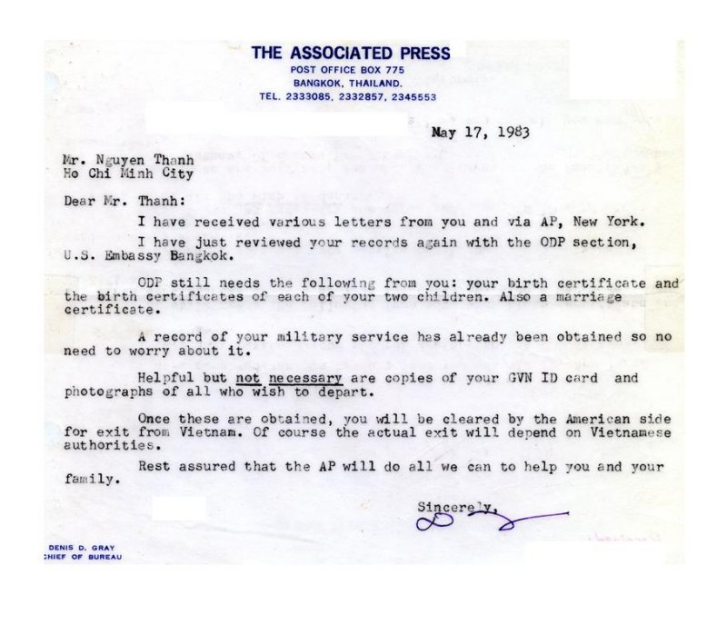 17 MAY 1983 from Denis Gray