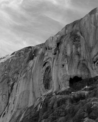 Mammoth Hot Springs Cliff face close up black and white.jpg