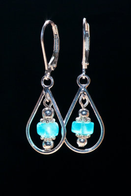 blue opal and sterling earrings