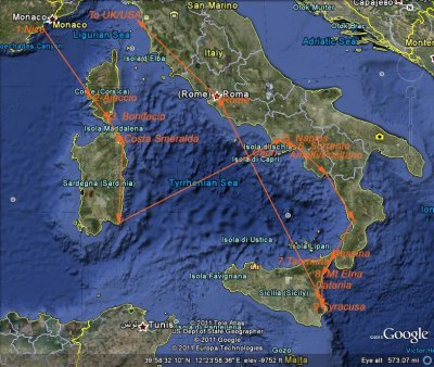 Italy Trip Map (courtesy of Tong Hong)