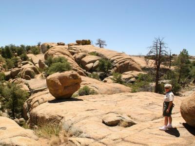 Carol showing the size of these rocks