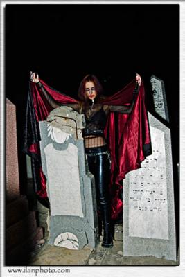 Midnight in the Cemetery with a Gothic model