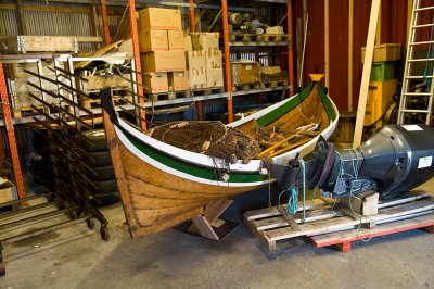 workroom with Viking sailing boat