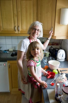 Emma and Grandma cooking