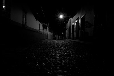 Cobbled streets of Trinidad at night
