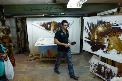Amazing artist - many photos of his gallery which he encouraged us to take