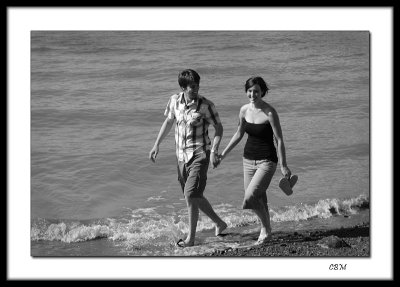 Happy couple to be wed on this beach the day after tomorrow