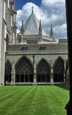 The cloister of Westminster Abbey.