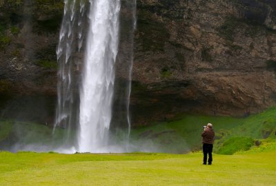 One can walk behind this waterfall, Sejalandsfoss, in Njals Saga country.