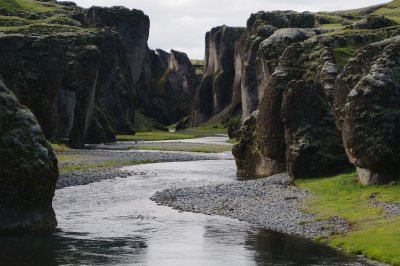 The River Fjadra, looking from a bridge that spans its southeast end.