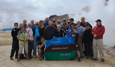National Geographic Society expedition group portrait at Krafla.