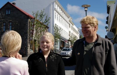 Quite by chance, Petur ran into his children on the main street.