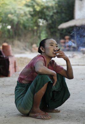 Village smoker near the Irrawady