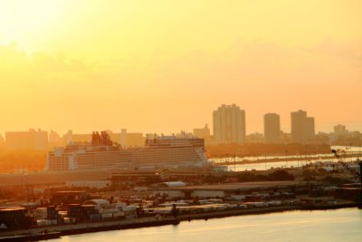 Cruise Liner at sunrise, Miami
