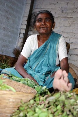 Lady seller waiting for her customers, Madurai