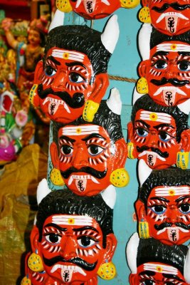 Masks inside the Meenakshi temple, Madurai, India