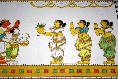 Paintings around the tank, Meenakshi temple, Madurai, India