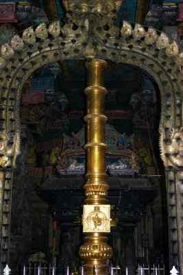 Golden flagstaff, Meenakshi temple, Madurai, India