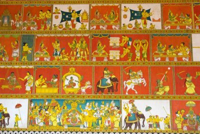 Story telling through paintings, Meenakshi temple, Madurai, India