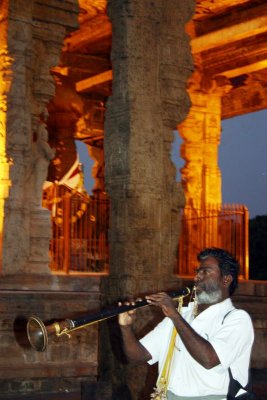 Playing sweet nadaswaram music, Brihadeeswara Temple, Thanjavur, India