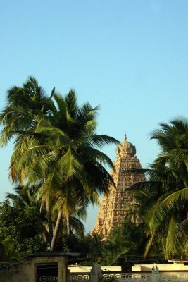 Vimana or Mahameru from outside the Brihadeeswara Temple, Thanjavur, India