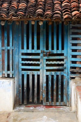 Horizontal and Vertical blue door, Umayalpuram,Tamil Nadu