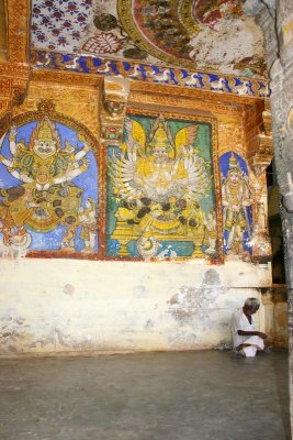 Ancient vegetable dye frscoes, Sri Ranganathaaswami Temple, Tiruchirapalli (Trichy)