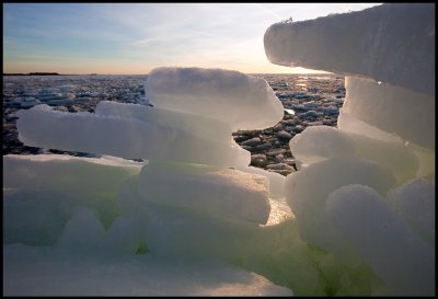 Packice outside Grönhögen harbour