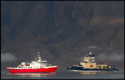 Nordsyssel and Oden near Longyearbyen harbour