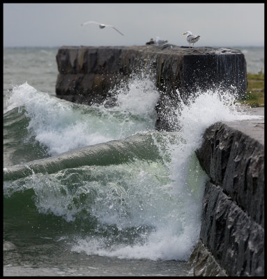There is often big waves at Grnhgen pier when it is windy