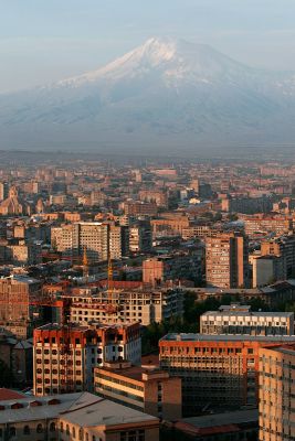 Capital city Yerevan and Mt  Ararat