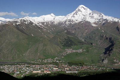 Kazbegi village and mountain