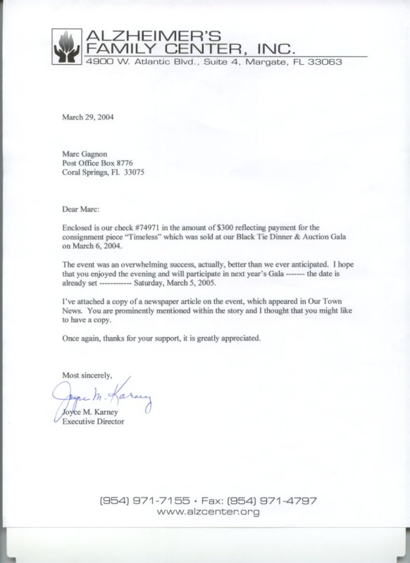 Alzheimers Auction Letter