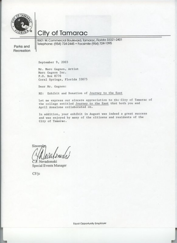 City of Tamarac letter