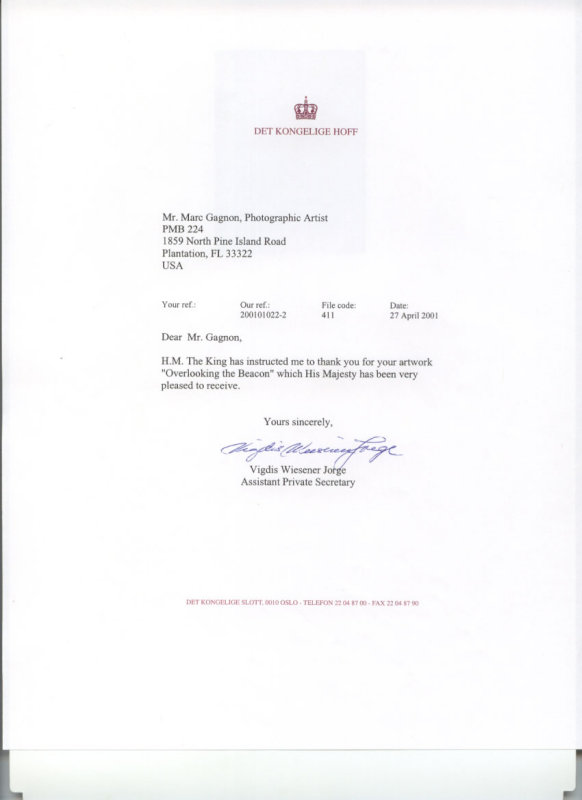 King Harald V of Norway letter