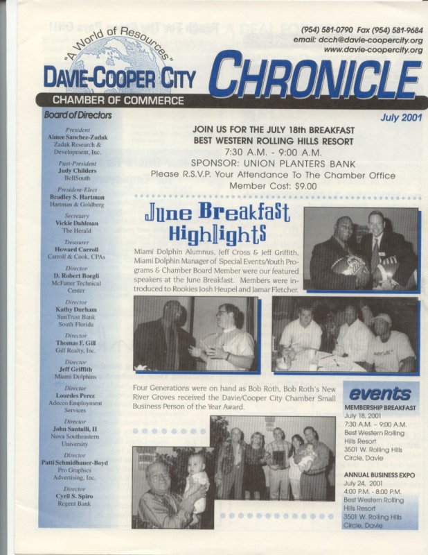 Davie Chamber of Commerce tearsheet