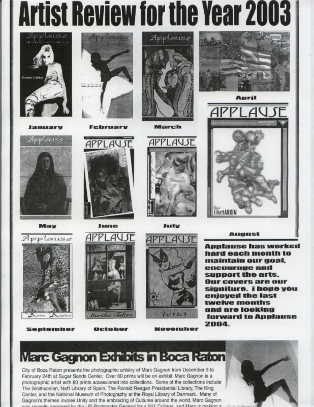 Three of Gagnons covers on Applause Magazine