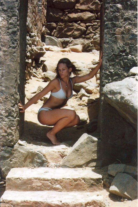 Roberta in the doorway of the Ruins