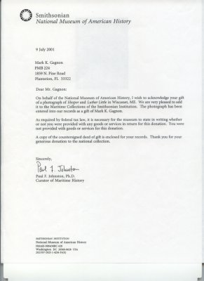 Smithsonian collection letter