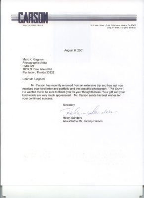 Johnny Carson letter