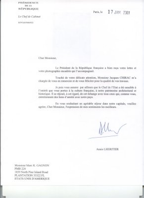 Government of France letter