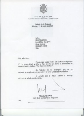 King Juan Carlos of Spain letter
