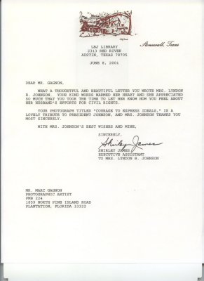 Lyndon B. Johnson Presidential Library letter