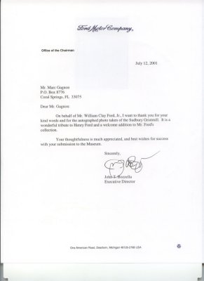William Clay Ford letter