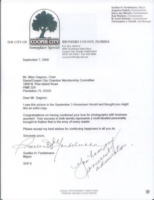 Cooper City Mayor letter to Gagnon