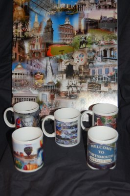 Coffee Mugs, Note books, original art and postcards