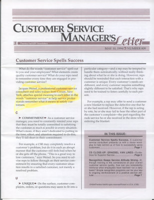 Customer Service Letter