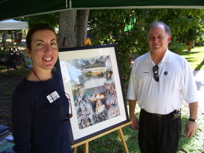 Bonnet House Museum Curator and Gagnon show off For Our Troops collage at exhibit