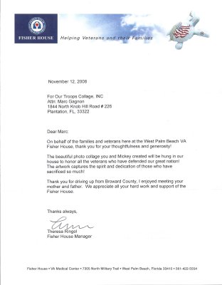 Fisher House letter to Gagnon