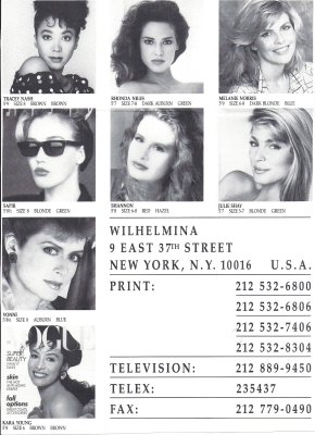 Rhonda Niles on Wilhelmina Models Headsheet